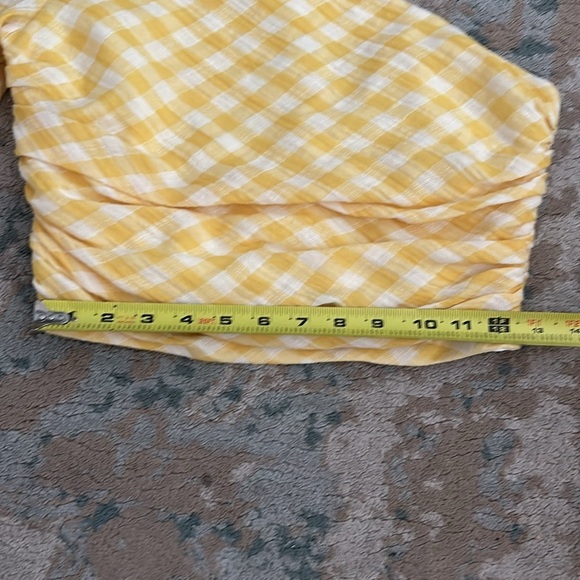 Zara One Shoulder Long Sleeve Top Yellow Gingham Blogger Fave M - Picture 10 of 11